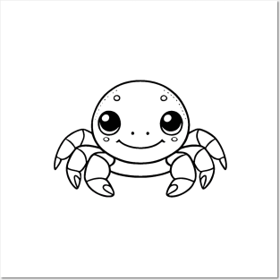 Cute Baby Crab Animal Outline Posters and Art